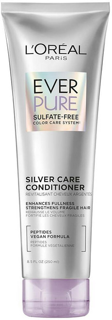 로레알 L'Oreal Paris EverPure 실버 케어 황산염 프리 컨디셔너 그레이 및 헤어용 브라이트닝 영양 헤어 케어 펩타이드가 함유된 비건 포뮬러 240ml(8., 1, 250ml