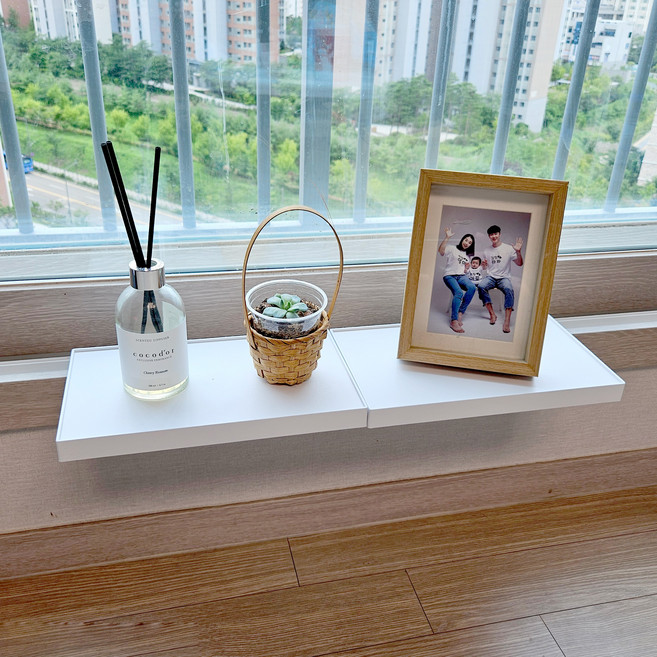 무타공 걸이형 베란다선반 창틀 선반 창문 화분 걸이 베란다 디귿 올림 걸이대, 화이트, 2개