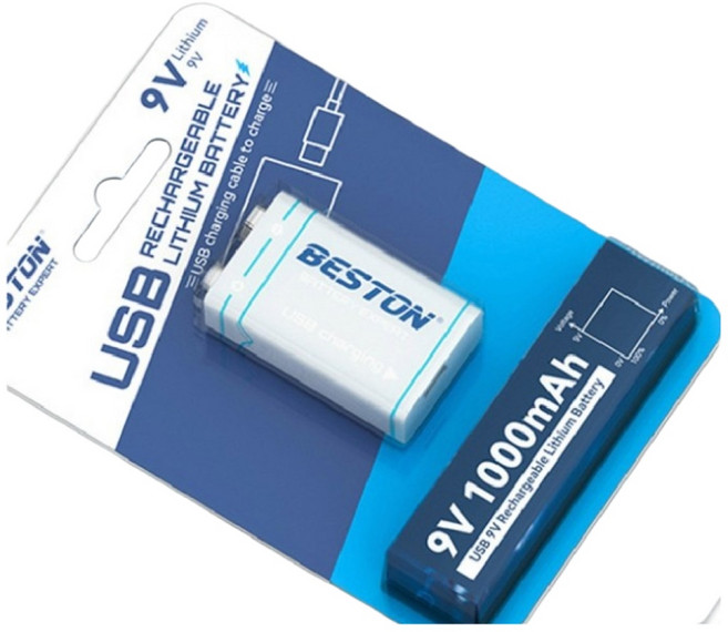 Beston 9V恆壓電池 USB充電 1000mah, 1個