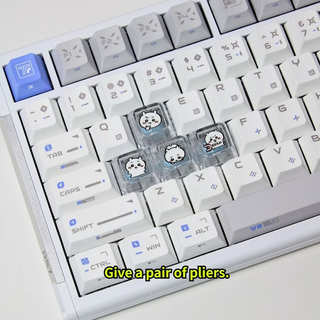 치이카 아티산 키캡 기계식 키보드용 투명 애니메이션 키캡, 4pcs-D