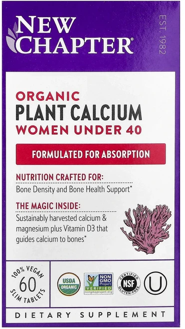 New Chapter 유기농 식물성 칼슘 만 40세 미만 여성 비건 슬림 정제 60정, NewChapter유기농식물성칼슘만40세미만여성비건슬림, 1개 - 쿠팡