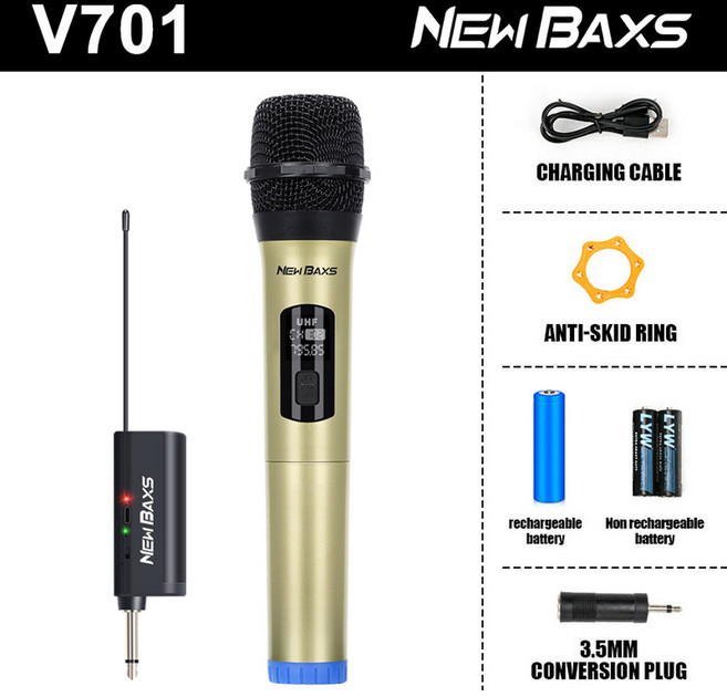 플루트마이크 무선 마이크 다이나믹 핸드헬드 가라오케 결혼식 파티 교회 클럽용 충전식 수신기 포함, 2) Green, Green