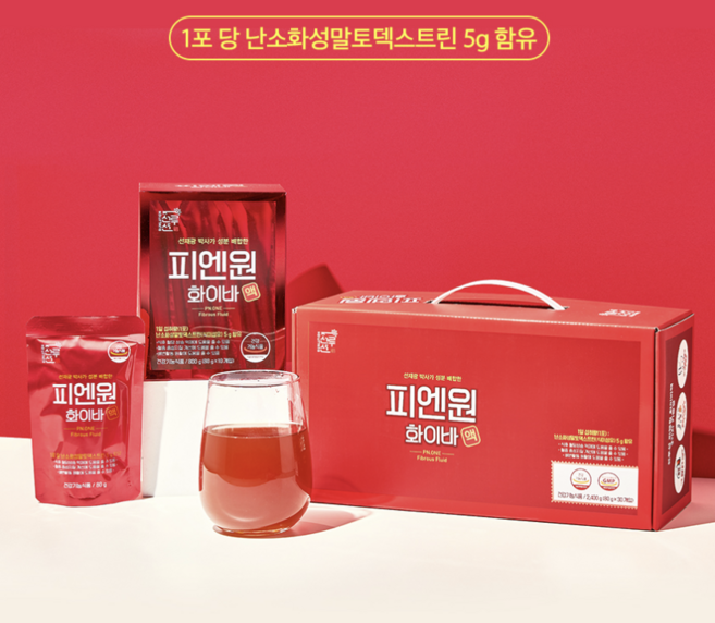 혈당관리에 도움을 주는 선재광 피엔원 화이바액 80g x 30포 1개월분 혈당케어, 80ml, 30개