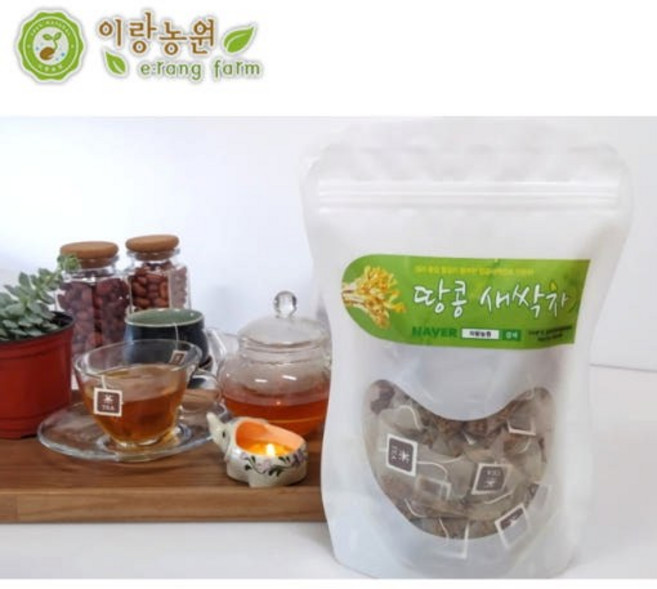 [이랑농원] 땅콩새싹차 삼각 대용량 티백 원재료 국내산100%땅콩새싹 [원산지:국산], 1개, 60개입, 1g