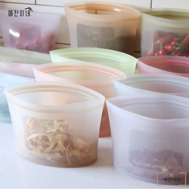 국산 플래티넘 실리콘 지퍼팩 500ml 다회용 냉동 지퍼백 스탠딩 푸드백, 1000ml, 핑크1p, 1개