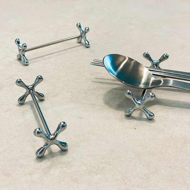 실버 스텐 숟가락 젓가락 커트러리 받침, 1개, 스텐 덤벨 수저 받침