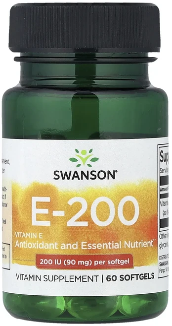 Swanson 비타민E-200 90mg(200IU) 소프트젤 60정, Swanson비타민E20090mg200IU소프트젤60정 - 쿠팡