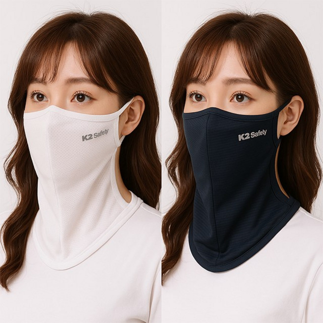 케이투 얼굴햇빛가리개 하이크넥 스카프 K2 귀걸이형 스포츠마스크 런닝 골프 등산 1+1, 케이투-하이크넥스카프, 다크네이비+다크네이비