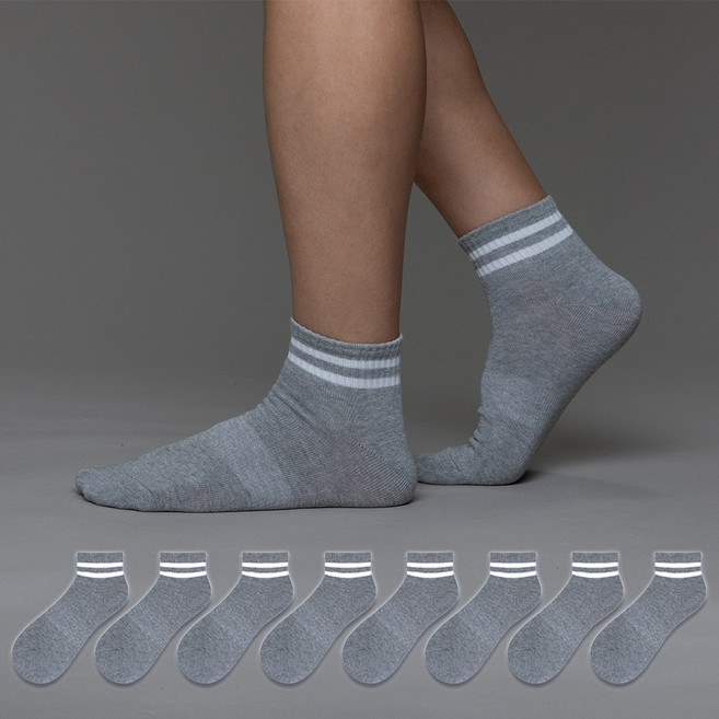 비바슈슈 남성용 스포티보이 단목 양말 스트라이프 8켤레