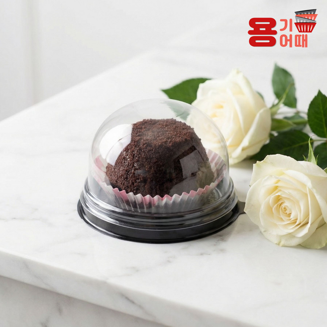 용기어때 두쫀쿠 케이스 E-떡용기 검정 모찌 찹쌀떡 화과자 포장, 1개, 1000개입