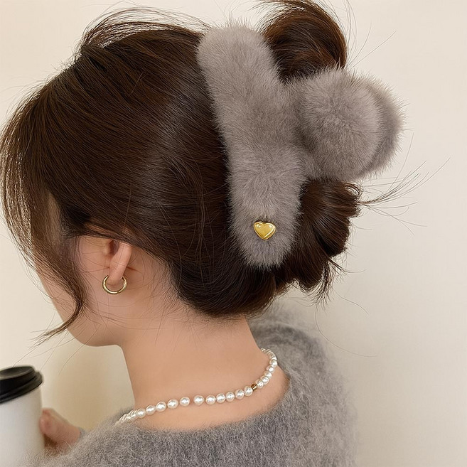 부드러운 밍크털 헤어핀 집게핀 올림머리 (3color)