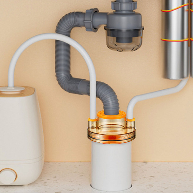 미즈코스 싱크대 3구 배수구 멀티 트랩 주방 다중호스 역류방지 냄새 차단, 오렌지, 1개