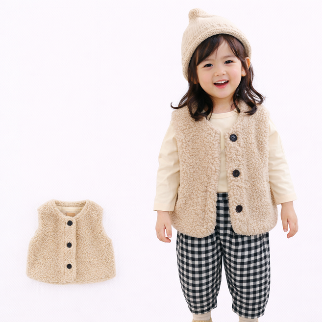 유아 아동 부클 뽀글이 조끼 베스트