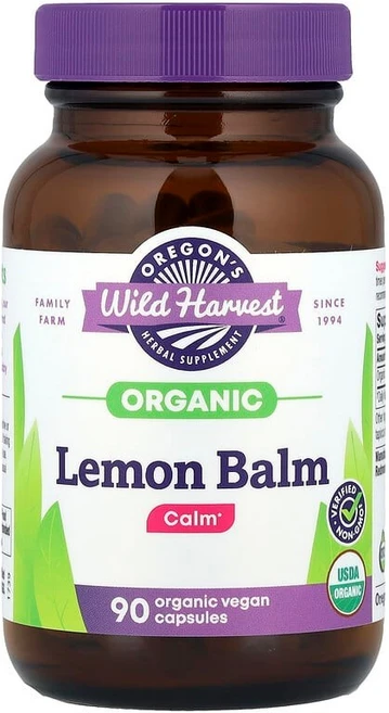 Oregon's Wild Harvest 유기농 레몬밤 베지 캡슐 90정(캡슐 1정당 375mg) OWH-00406, 90 개, 1개, 90정 - 쿠팡