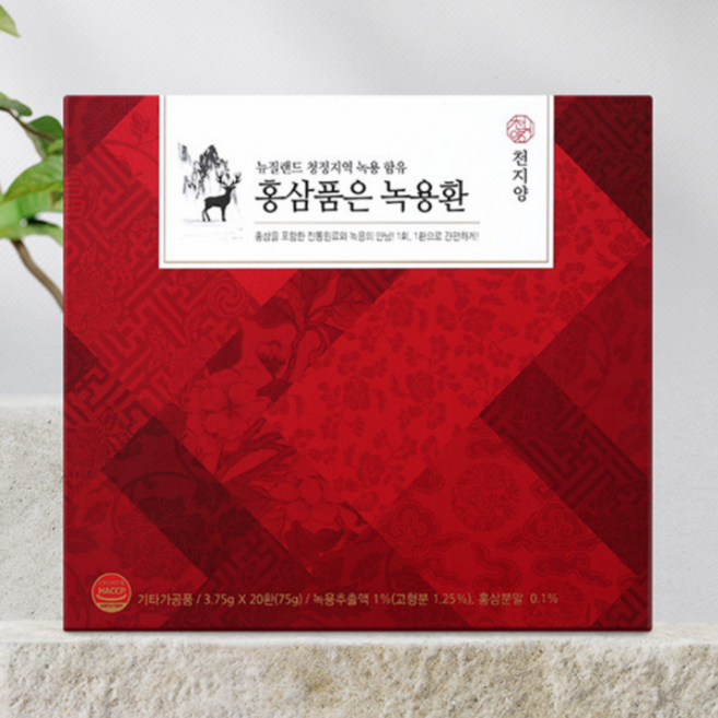 [쇼핑백포함] 천지양 홍삼품은 녹용환 20환 6년근홍삼, 1박스