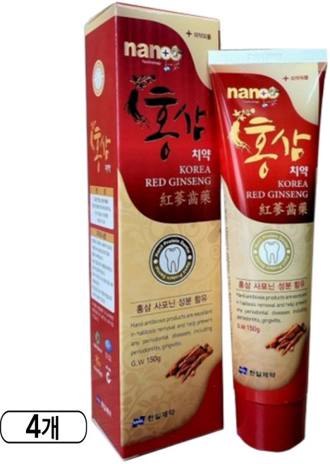 홍삼치약 입냄새 충치 치주염 예방 치아미백 명품 치약 한방치약, 4개