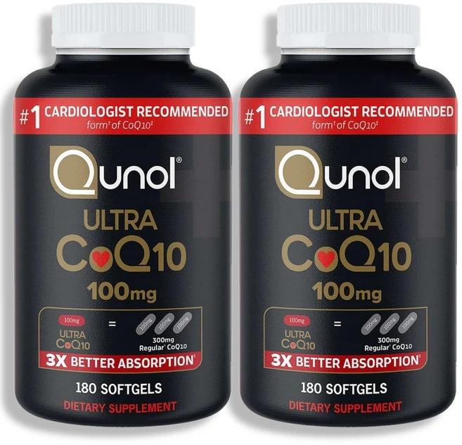 Qunol 퀴놀 울트라 코큐텐 100mg 180정 x2통 비타민 E 함유, 2개 - 쿠팡