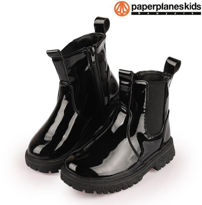 페이퍼플레인키즈 아동 털 워커 첼시 부츠 어린이 에나멜 가죽 구두 신발 퍼 겨울 슈즈 방한 아동화 유아 PK8213