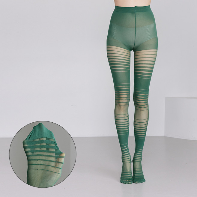 유니크 가로 패턴 시스루 팬티 스타킹 1매