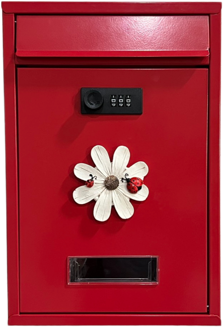 密碼鎖信箱 21.5x8.5x32cm 波斯花信箱, 密碼鎖紅-白波斯