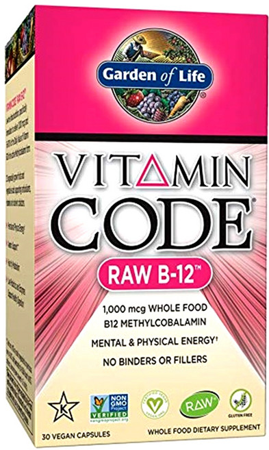 Garden of Life 維生素B-12素食膠囊 1000mcg, 30顆, 1盒