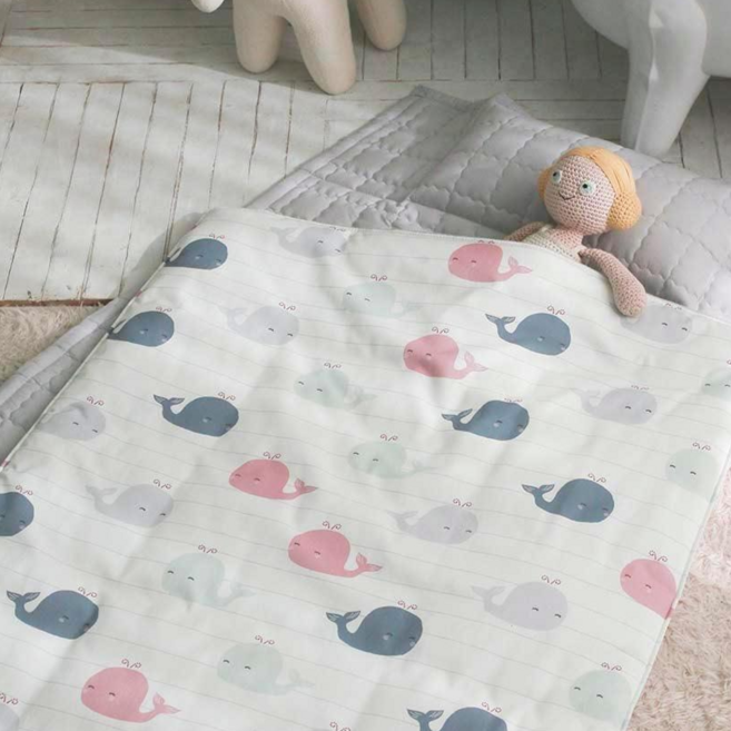 [국내순면]친환경 옥수수솜 알러지케어 진드기기피 바이오 항균 순면 100% 일체형 분리형 아기이불 낮잠이불세트 고래