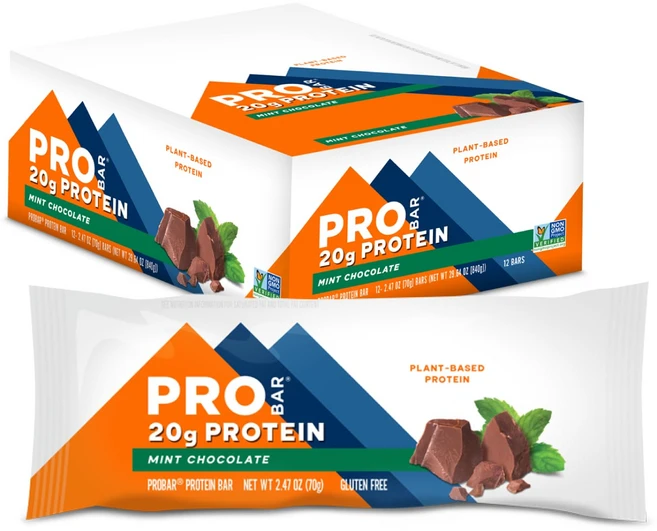 프로바 - 프로틴 바 민트 초콜릿 비GMO 프리 식물성 통곡 프로바 - 프로틴 바 민트 초콜릿 비GMO 프리 식물성 통곡물 성분 천연 에너지 (12개, Mint Chocolate, 1개 - 쿠팡