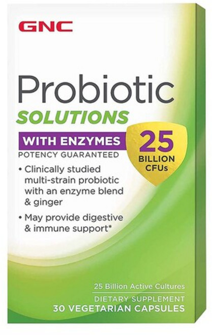 GNC 프로바이오틱 솔루션 엔자임 250억 CFU 30캡슐 식물성캡슐 효소, 30정, 1개