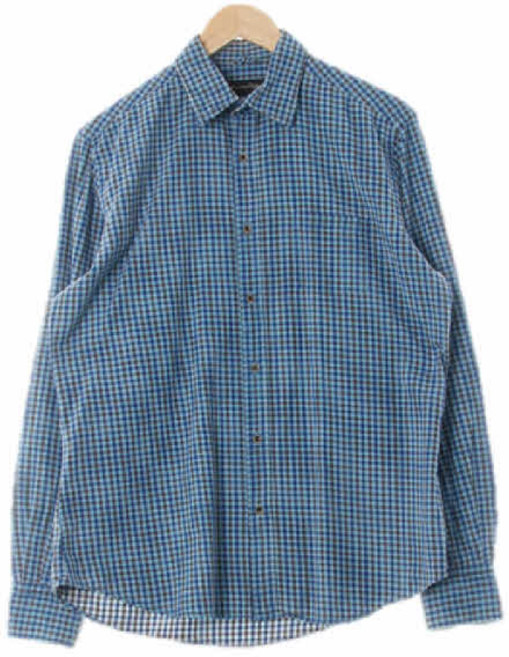 6679 마시모두띠 블루 체크 면혼방 베이직긴소매셔츠 [M]