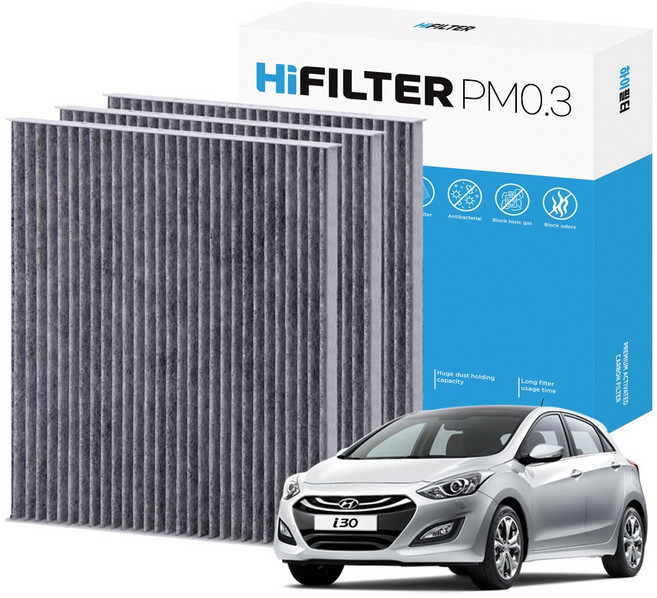2+1 하이필터 PM 0.3 활성탄 자동차 에어컨 필터 현대, 3개, 올 뉴 i30 (2세대/GD) HI-E105