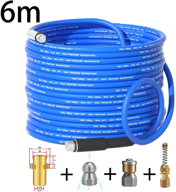 호환Karcher K2-K7 고압 세척기 회전 하수구 제트 노즐 용 배수 청소 호스 파이프 클리너, 01 6M