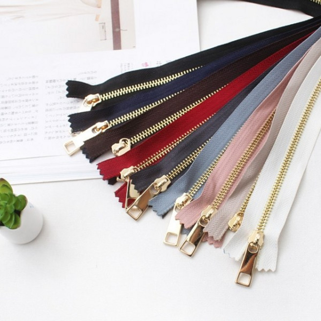 짱패브릭 5호 골드 - 고급메탈지퍼, 02 연베이지/30cm, 1개