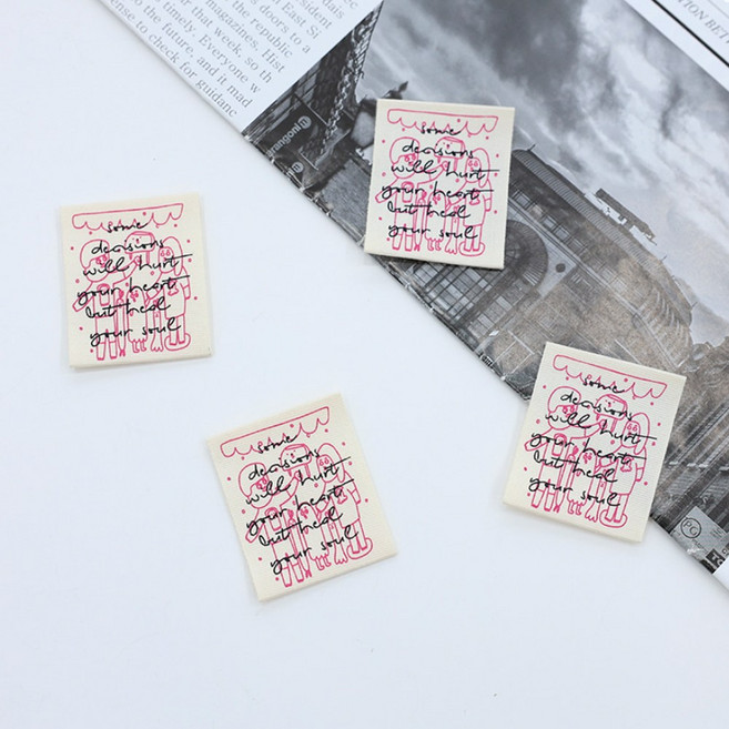 릴리패브릭 양접이라벨 패밀리 영문 면라벨, 4개, 혼합