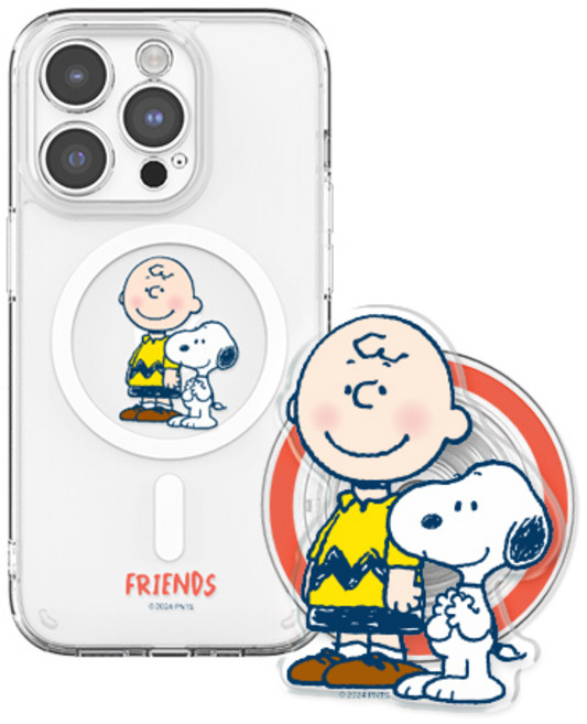 스누피 리얼미 갤럭시 아이폰 렌즈가드 마그네틱 케이스+아크릴톡 세트(맥세이프 호환)