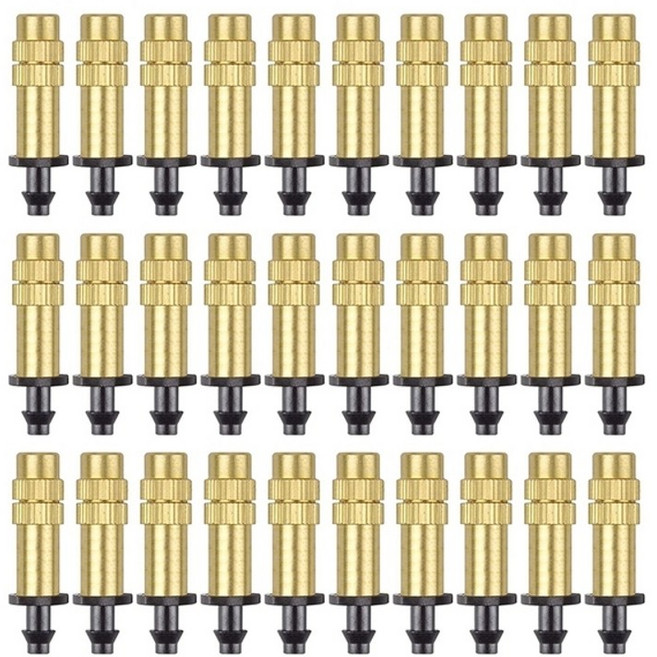 30pcs 급수 노즐 분사헤드 조정가능 물 안개 스프링클러 헤드 미니 미스트 온실 원예 농사 농업, 황동, 1세트