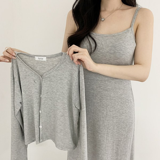 당일출고! 빅사이즈 쿨 찰랑 허그단추가디건+나시원피스! 2ps 투피스세트(818)롱원피스세트 오프숄더 나시원피스 봄 여름 가을원피스 바캉스 휴가룩