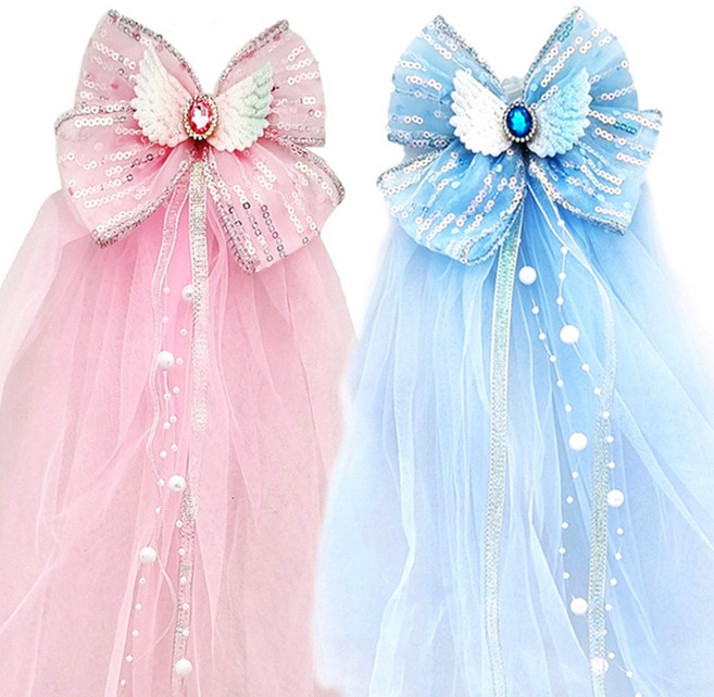 블링블링 천사날개 리본 면사포 헤어피스 집게핀