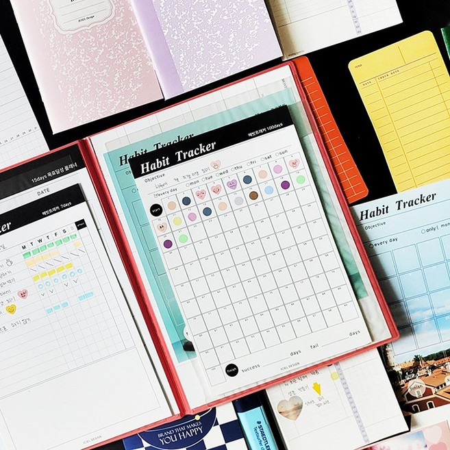 Habit tracker (A5) 해빗트래커 습관 루틴 만들기 갓생 살기 목표 골 달성 작심 한달 1년 챌린지, 100day