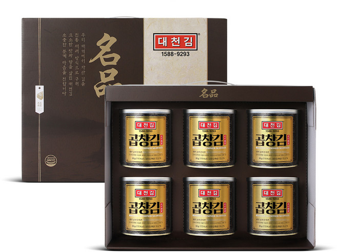3위 - 대천김 곱창김 명품 캔김 선물세트, 6개, 30g