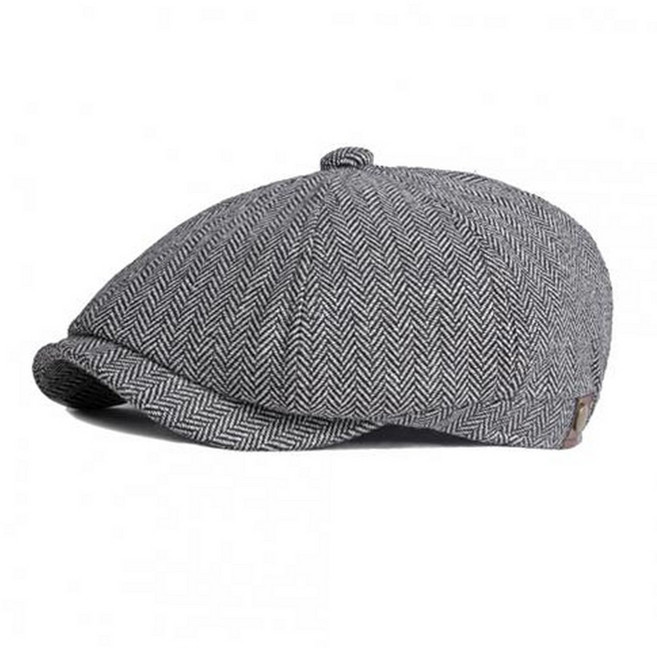 헤링본 트위드 레트로 심플 사이드 포인트 마도로스 빵모자 팔각모 헌팅캡