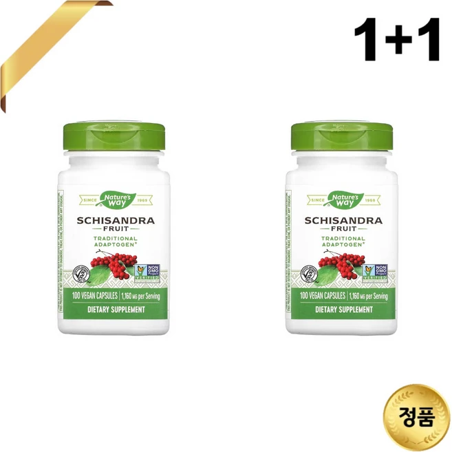 1+1 네이처스웨이 오미자 열매 580mg 100 베지캡슐 비건 허브 아답토젠 글루텐프리, 100정 - 쿠팡