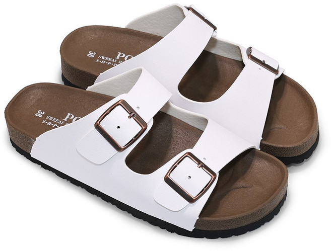 POLO 雙扣環可調節拖鞋 輕量防滑居家休閒鞋, 白色, 240mm