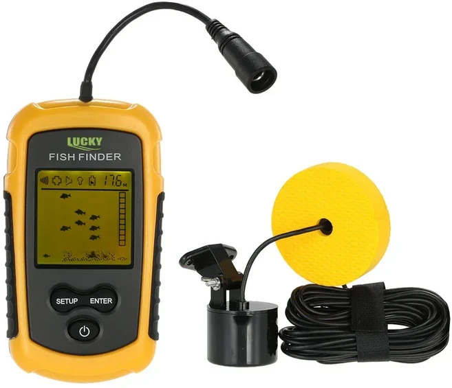 어군탐지기 럭키 FF1108-1C 및 휴대용 물고기 파인더 얼음 낚시 깊이 음파 사운더 알람 방수 에코 사운드, 01 CHINA