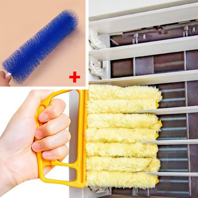 분리형 세탁가능 에어컨 블라인드 청소솔과 선풍기 키보드 방충망 틈새브러쉬, Yellow/Blue, 1개