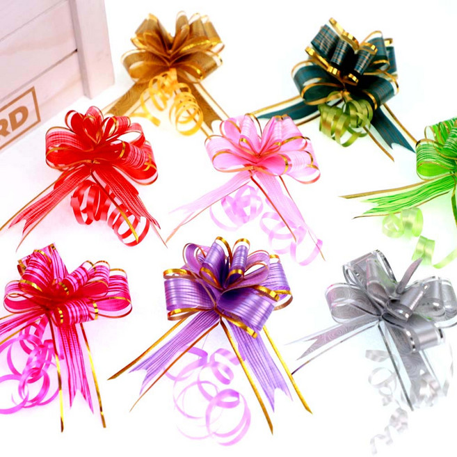 고급형 이중직 매직리본(50개) 메론리본 자동리본 원터치리본 과일포장 선물포장, 골드