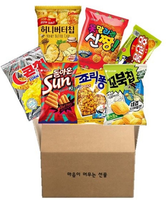 오리온 인기스낵 과자선물세트 어린이날 꼬북칩 홈런볼 썬칩 죠리퐁 콘칩 신짱 허니버터칩 모음 2중포장 박스 과자 선물세트, 1세트, 과자 7종