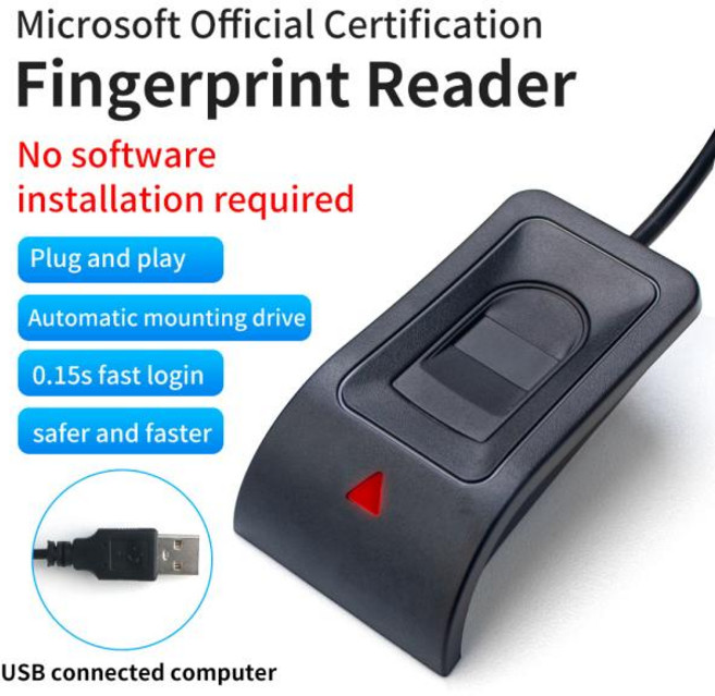 생체 지문 인식기 로그인 USB 스캐너 리더 모듈 Windows 10 11 Hello 인식 안전한 계정, 01 Fingerprint Reader, 1개
