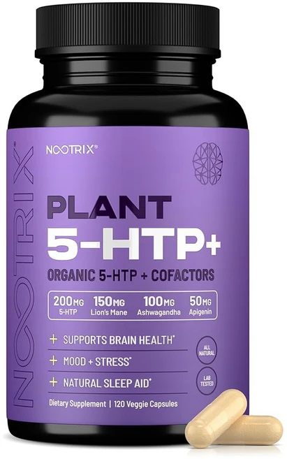 누트릭스 식물 5 HTP 보충제 기억력 정신 집중력 인지 및 에너지 지원 한 기분 뇌 기능 B6 L 테아닌 120 캡슐, 120 Count (Pa of 1), 1개 - 쿠팡