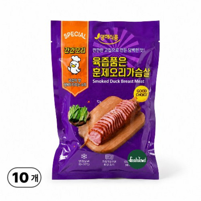 오리훈제 가슴살, 10개, 200g