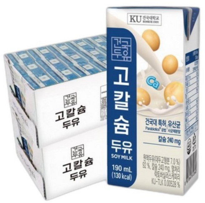 건국두유 고칼슘 두유, 190ml, 48세트